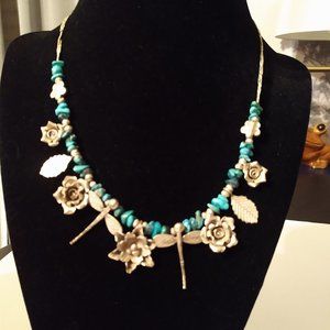 Sterling Silver & Turquoise Choker Rose dragonfly